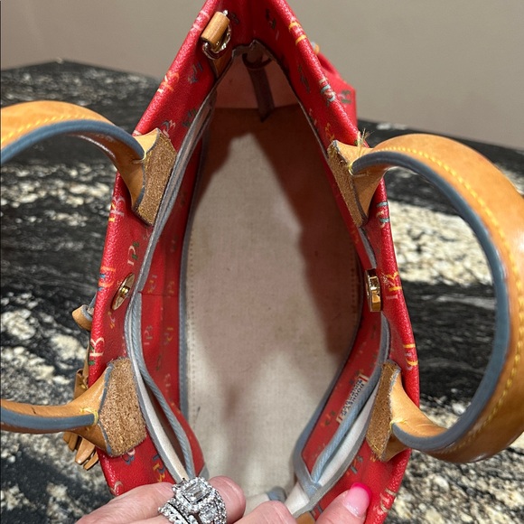 Dooney & Bourke Red Tote with Multicolor Monogram - Picture 9 of 13